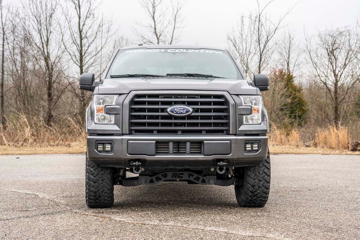 Ford F-150 Tow Hook to Shackle Conversion Kit - Front - Rough Country - D-Ring Combo - Black - '09-'20